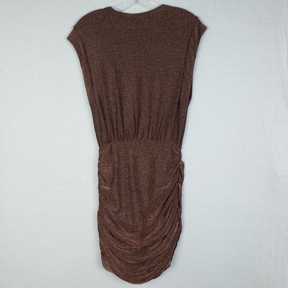 EVEREVE Ashlyn Sparkle Cocktail Dress in Bronze Ruched Metallic size XS Party - Picture 7 of 11